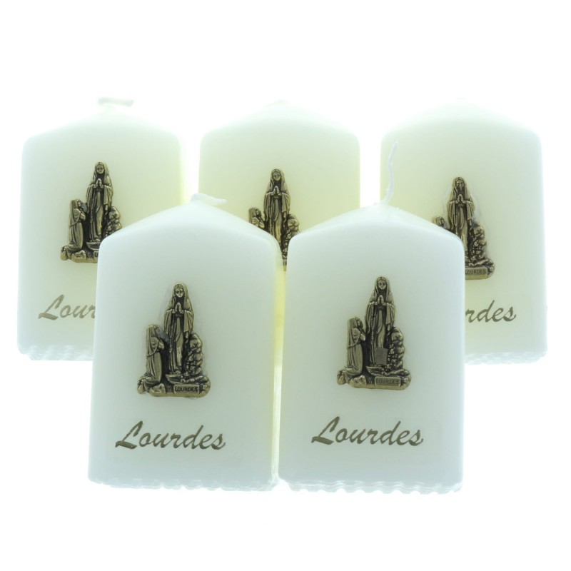 Pack of 5 religious candles of Lourdes