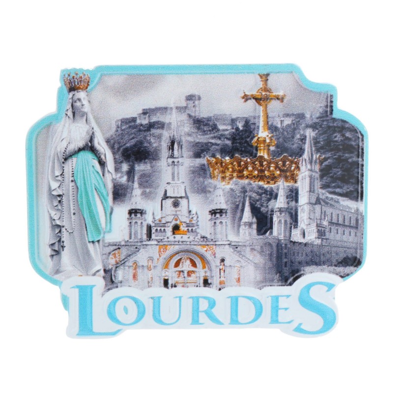 Magnet de Lourdes coloré en relief