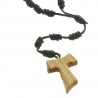 Rosario di corda con una croce TAU di legno