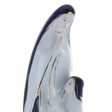 Statue Apparition de Lourdes en porcelaine colorée 17 cm
