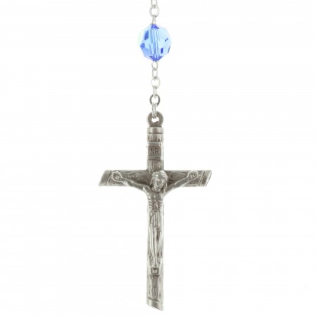 Lourdes siver rosary with 9mm Swarovski crystal beads