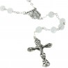 Lourdes silver rosary with cracked glass effect beads