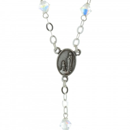 Lourdes silver rosary with 5mm colored Swarovski crystal beads