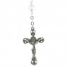 Silver Lourdes rosary with 6mm Swarovski crystal beads
