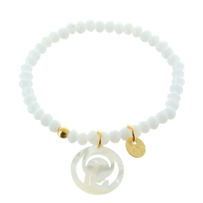 Communion Bracelet with a Mother-of-pearl pendant of Our Lady