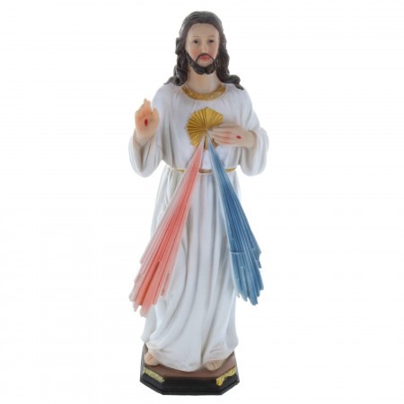 Statue de Jésus Miséricordieux en résine colorée 30cm