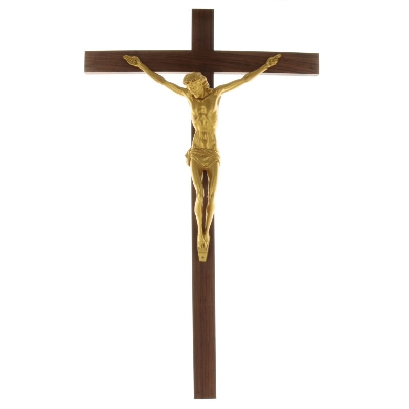 Wooden Crucifix with a golden Christ 45cm