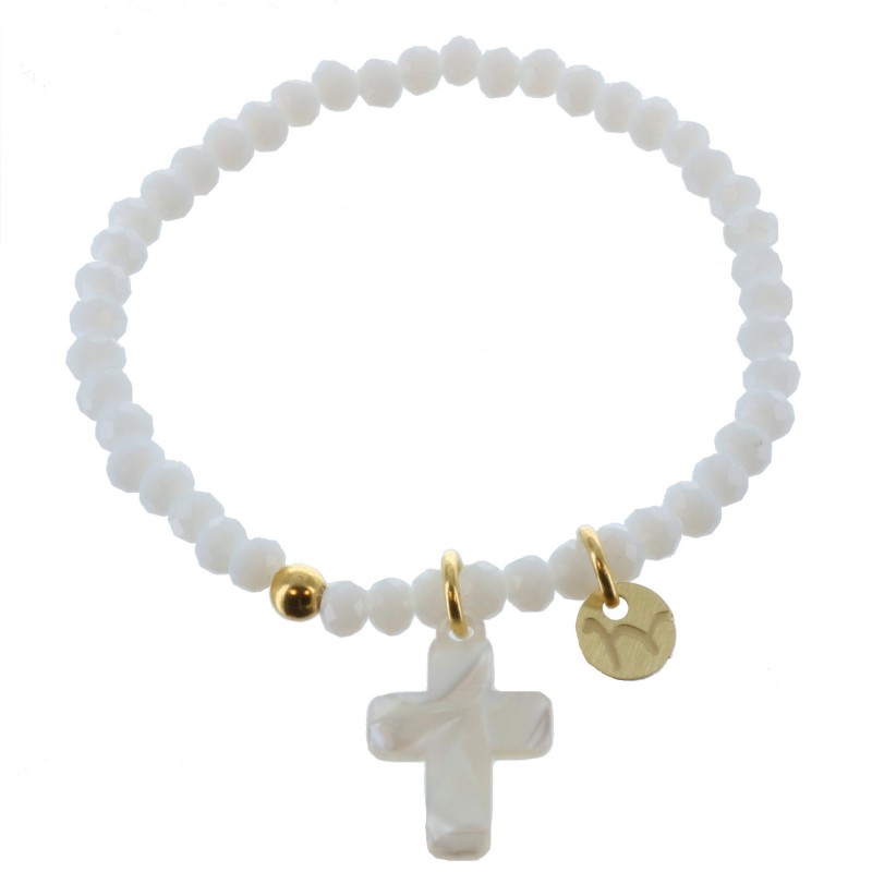 Communion Bracelet with Mother-of-pearl cross pendant