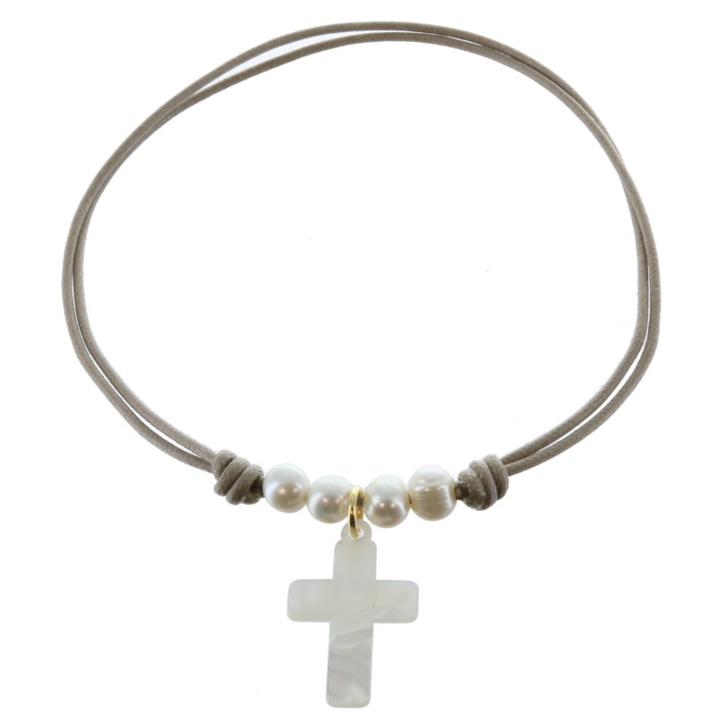 Collier de Communion avec un pendentif croix en Nacre