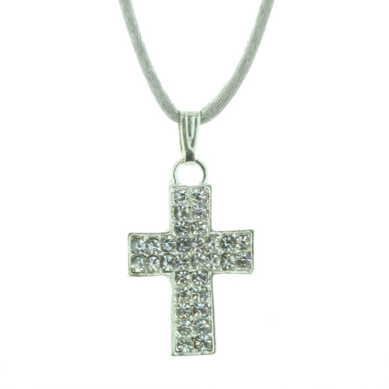 Boîte dragées pour Communion avec un collier pendentif croix