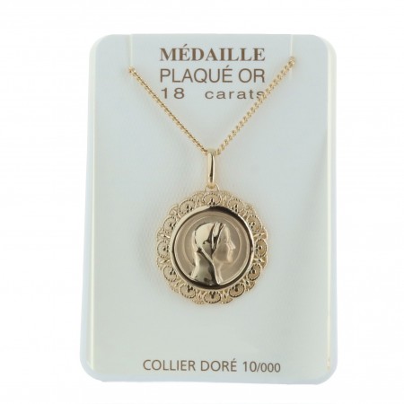 Gold-Plated set Our Lady medallion and chain 50cm