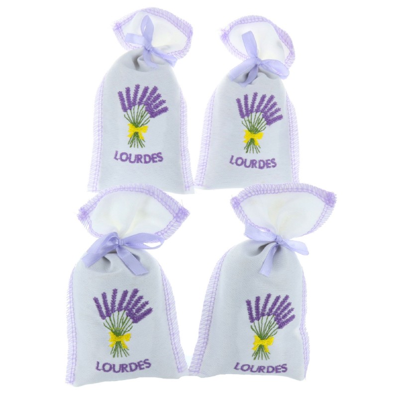 Set of 4 embroidered Lourdes Lavender sachets
