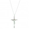 Pendant cross with Christ and Chain,Silver Set, 50cm