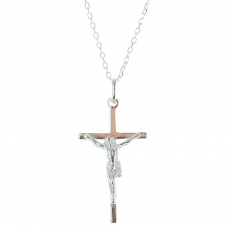 Parure en Argent, pendentif croix avec le Christ et Chaîne 50cm