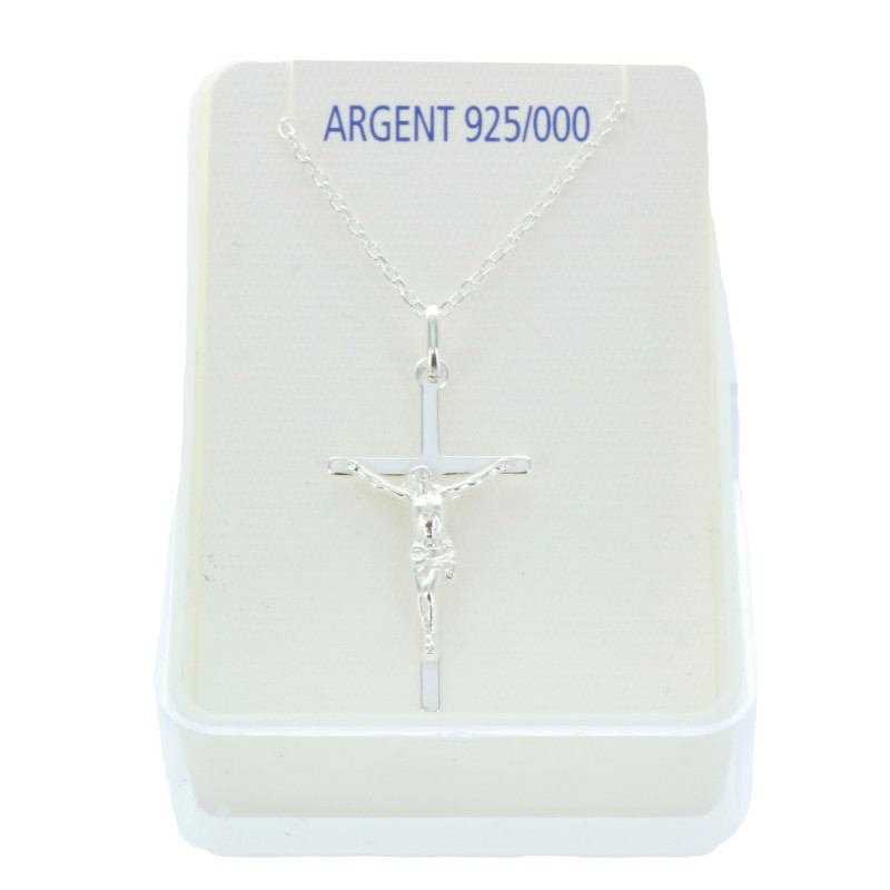 Pendentif Ancien En Argent - Christ En Croix Avec 4 Anges, Poinçon Crabe