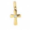 Gold Cross Pendant with Zirconia in the centre 1,6cm