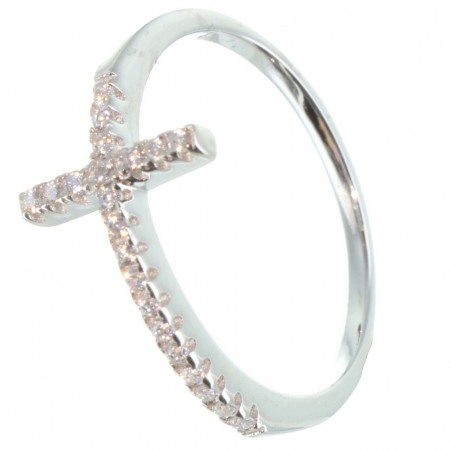 Silver Ring with a rhinestone cross