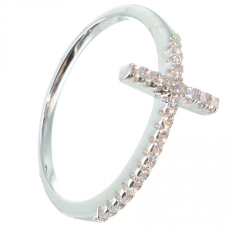 Silver Ring with a rhinestone cross