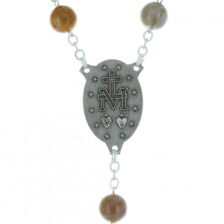 8mm Agate Stone Rosary with Miraculous Medal