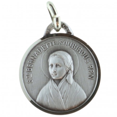 Médaille de Sainte Bernadette Bergère en métal argenté