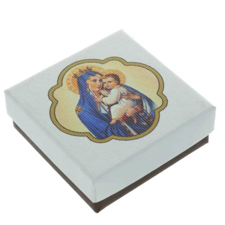 Chapelet de Notre Dame du Mont Carmel en verre avec une boîte