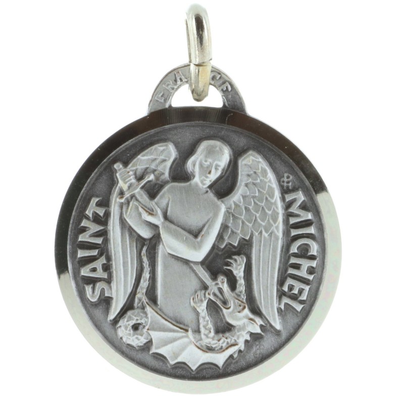 Saint Michael Silver plated medal 20mm