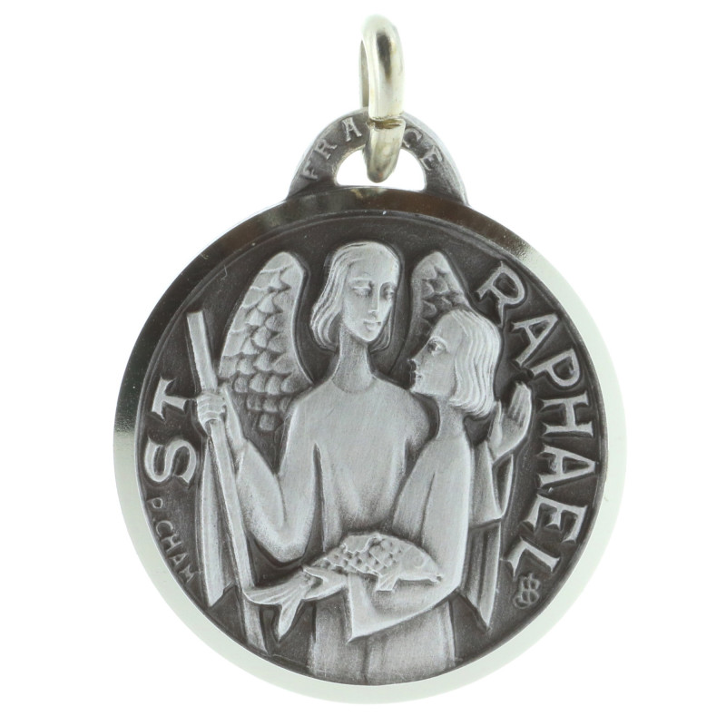 Médaille En Argent Massif 925 Du Saint Raphaël Archange – Neuf Avec étiquettes