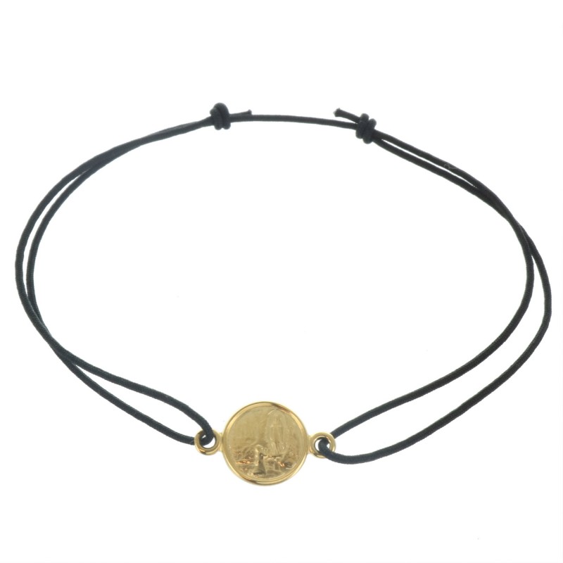 Lourdes Cord Bracelet with Gold Plated Medal