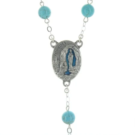 Chapelet de Lourdes en pierre de Turquoise et coeur Eau de Lourdes