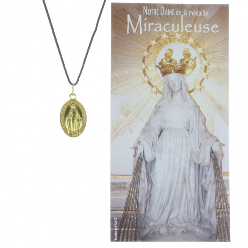 Collier de la Vierge Miraculeuse en corde avec une prière Collier de la Vierge Miraculeuse en corde avec une prière