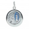 Médaille de Lourdes en Argent émaillée bleu