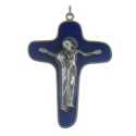 Croix de la Mater Dolorosa en métal et émaillée bleue 9cm
