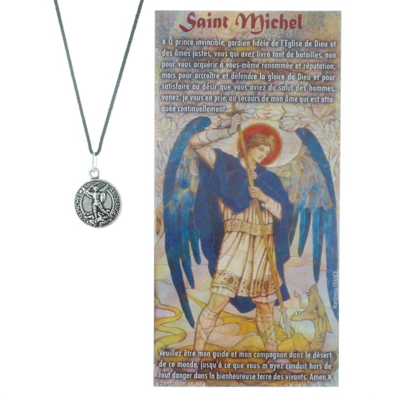 Collier de Saint Michel en corde avec une prière