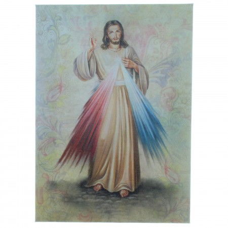 Cadre de Jésus Miséricordieux sur toile imprimée 13 x 18cm