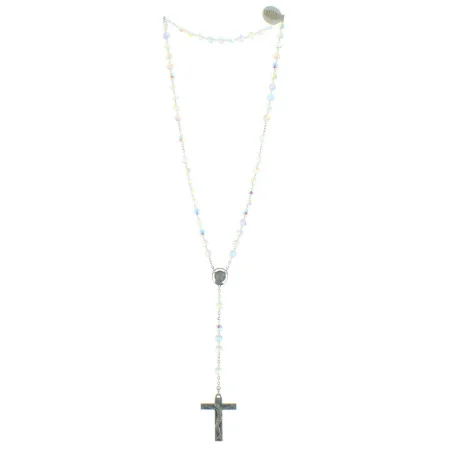 Lourdes Silver Rosary with blue Swarovski Cristal beads