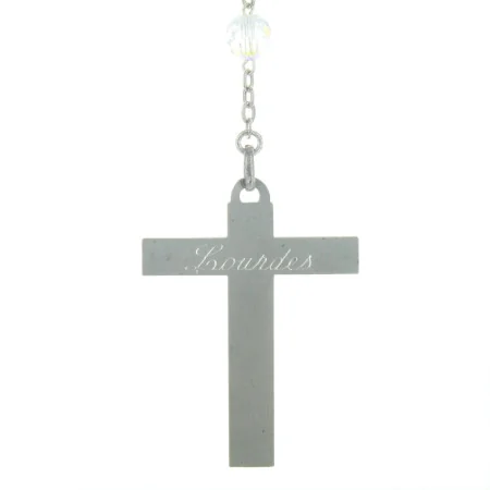 Lourdes Silver Rosary with blue Swarovski Cristal beads