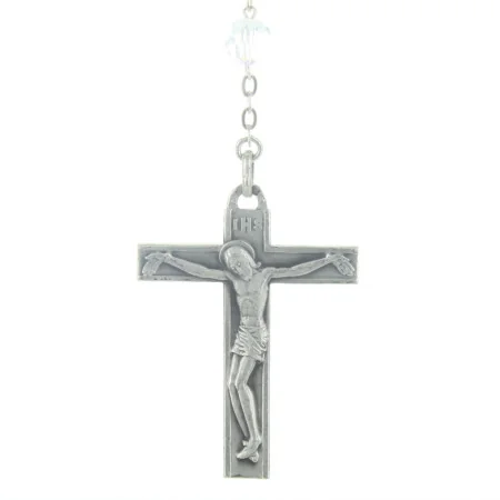 Lourdes Silver Rosary with blue Swarovski Cristal beads