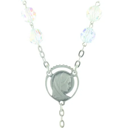 Lourdes Silver Rosary with blue Swarovski Cristal beads