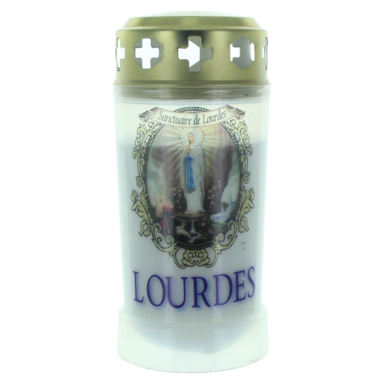 White Lourdes Votive candle 13cm