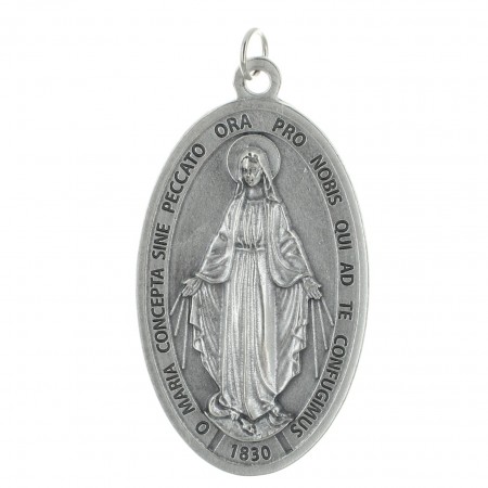 Médaille Miraculeuse grande taille en métal argenté 9cm