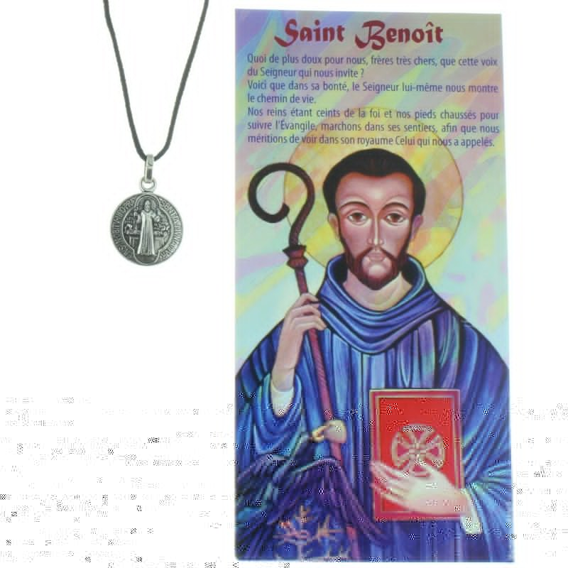 Collier de Saint Benoît en corde avec sa prière