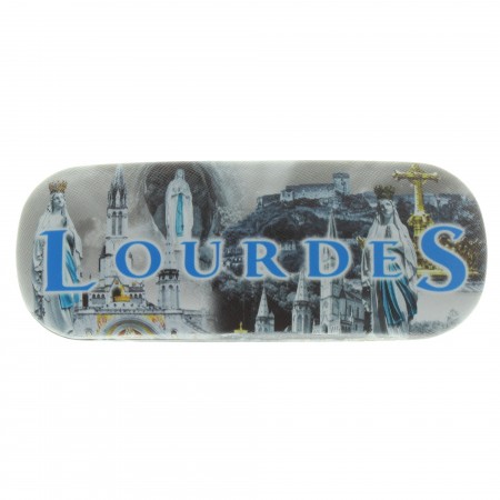 Etui à lunettes rigide décoré de vues de Lourdes