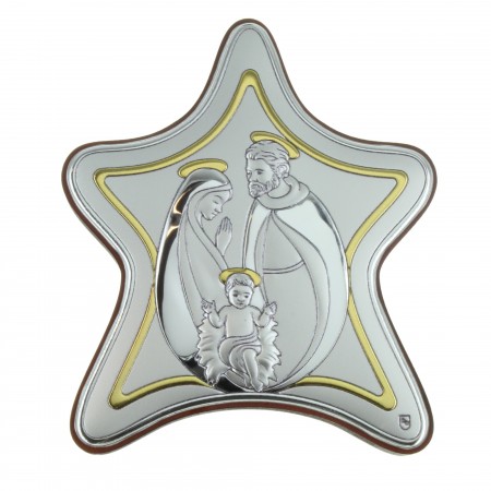 Cadre religieux de la Sainte Famille en forme d'étoile 10x9cm