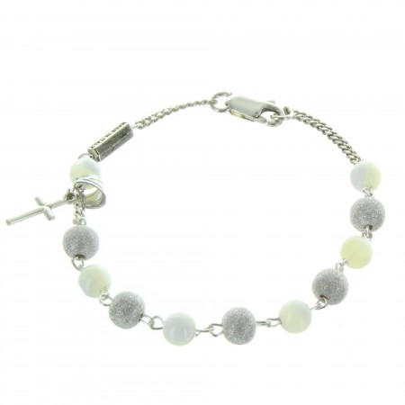 Bracelet religieux en Argent avec des perles en Nacre
