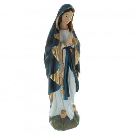 Statue de la Vierge Marie en résine avec un voile bleu 30cm