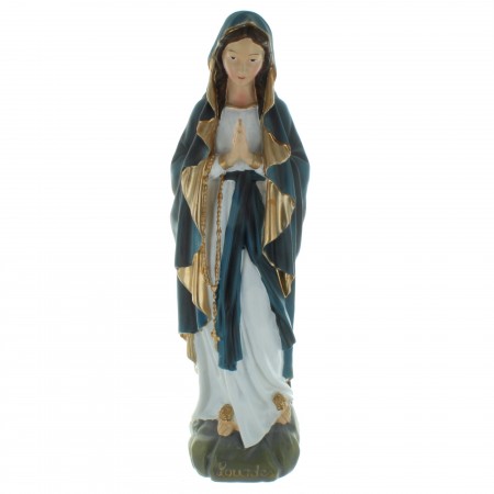 Statue de la Vierge Marie en résine avec un voile bleu 30cm