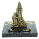 Plaque Funéraire en Granit avec une statue de l'Apparition de Lourdes en bronze 14x9cm