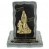 Plaque Funéraire en Granit sur socle avec l'Apparition de Lourdes en bronze 18x20cm