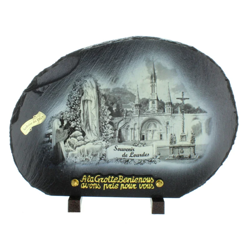 Lourdes Cemetery headstone in Pyrenean Slate 33x24cm