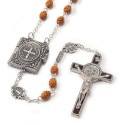 Saint Benedict Wooden rosary with special booklet centerpiece